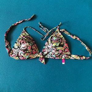 Victoria’s Secret flower bikini top gold blue pink
